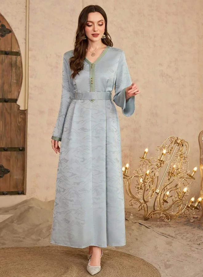 تايك تو جلابية جاكار بحزام وقصة واسعة